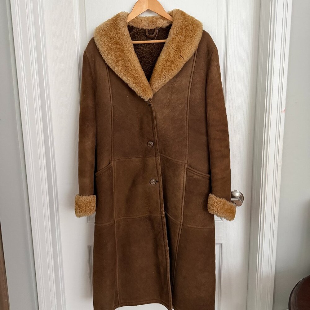 Vintage Transylvanian Shearling Long Coat – Ovex Romania – Authentic Sheepskin